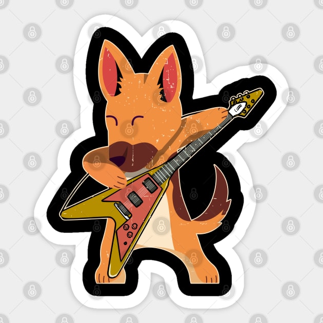 Dog Playing Guitar Rock Rocker Dog Lover Sticker by alcoshirts